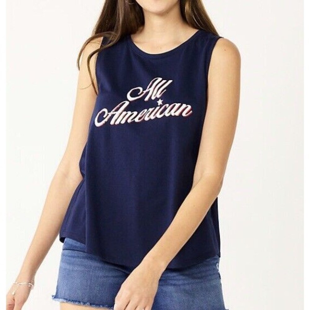 Celebrate Together Women's All American Tank Top New Cotton Blend Navy Blue NWT￼